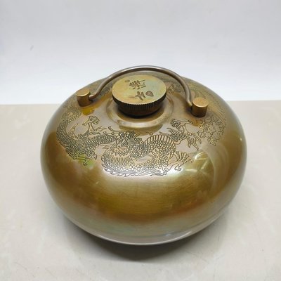 暖手寶暖壺材質，黃銅仿紫銅做舊復古工藝108重約440克07123