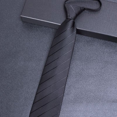 【熱賣精選】新品拉鏈式領帶男正裝商務8CM寬版懶人易拉得一拉免打結免系定制L