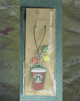 Starbucks星巴克~日本 紅色 手機吊飾 舊LOGO ☆全新(夢幻逸品)只有一個~台北可面交