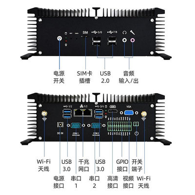 工控機新創云工控主機酷睿i5-7300U/i7-7600U/i5-8250U全封閉無風扇雙網多串口防塵GPIO嵌入式迷你