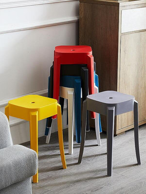 塑料凳子加厚成人家用餐桌高板凳現代簡約時尚創意北歐方圓凳椅子