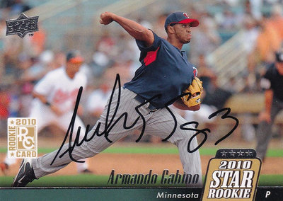 2014年爆米花夏季聯盟合作金庫阿曼多~Armando Gabino 2010年美國職棒大聯盟親筆簽名新人卡，加簽背號