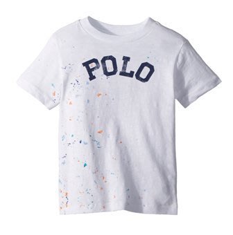 【Polo Ralph Lauren】RL 大男童短袖T恤 潑墨漸層 印染POLO 純棉圓領短t 白色