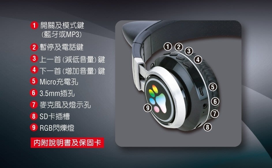 東榮NHWS-0815 阿什拉貓耳RGB 藍芽電競耳麥藍芽耳麥耳機麥克風 