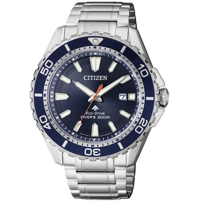 【金台鐘錶】CITIZEN 星辰 (藍水鬼) 潛水錶 不鏽鋼錶帶 光動能 200米防水 BN0191-80L