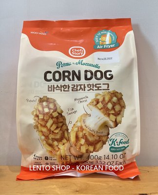 LENTO SHOP - 韓國 WOOYANG 馬鈴薯起士魚腸熱狗 脆薯起士熱狗 CORN DOG 4入裝 400克