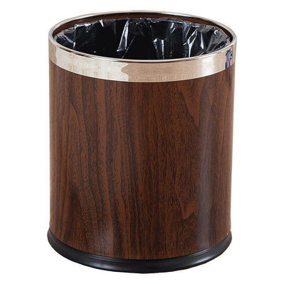 【公司貨】雙層垃圾桶無蓋不鏽鋼木紋創意家用歐式垃圾簍客廳10L金屬加厚桶
