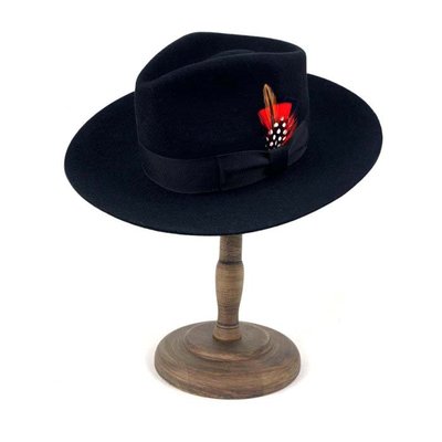 ☆Yango Wu☆ 紳士帽-大帽沿基本款-8cm帽沿系列 黑色 Fedora 編號:008110