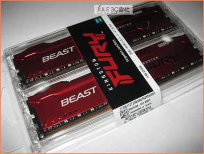JULE 3C會社-金士頓 KF318C10BRK2/16 (8GX2) DDR3 1866 狩獵者/全新/紅 記憶體