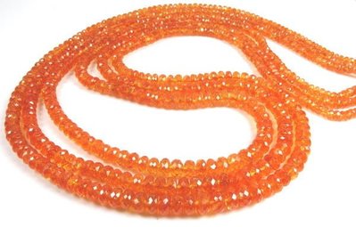 【天然寶石DIY串珠材料-超值組】特殊Fanta橙色石榴石閃亮算盤刻面寶石珠串(天然無處理)
