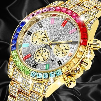 現貨熱銷-頂級品牌手錶勞力士男士豪華鑽石不鏽鋼錶帶手錶男士日曆石英手錶