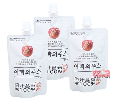 *玟玟* YEONDOOFARM 韓國蘋果汁100ml 三包99元超優惠，正式進口報關，貼有中文標籤