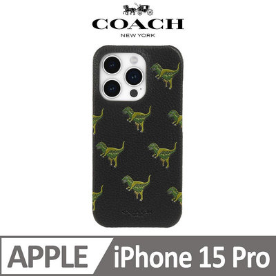 【COACH】iPhone 15Pro 真皮手機殼 小恐龍