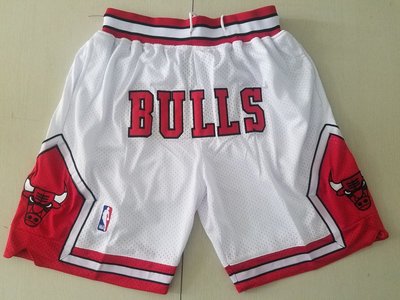 NBA芝加哥公牛隊 復古籃球褲  口袋版 白色