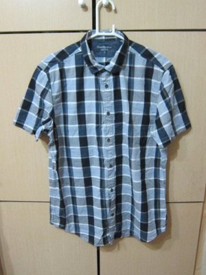 衣市藍~CK Calvin Klein Jeans 短袖格紋襯衫 (M~) (221006)