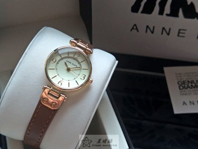 Anne Klein手錶時尚精品錶款，編號:AN00019,金色錶面咖啡色牛皮錶帶款