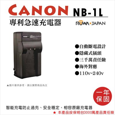 全新現貨 樂華 CANON NB-1L專利快速充電器 NB1L 副廠座充 1年保固 S500 IXUS 500 S100