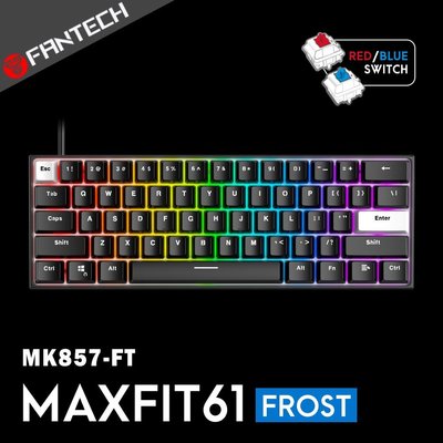 【風雅小舖】【FANTECH MAXFIT61 Frost 60%可換軸體RGB機械式鍵盤(MK857 FT)-黑】
