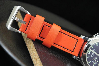 橘色高質感24mm 直身小牛皮softy calf錶帶替代PANERAI,SEIKO,BALL hamilton