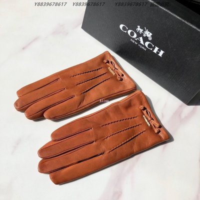 美國代購COACH 寇馳 豐富層次感 字母蝴蝶結款 棕色時尚保暖羊毛手套