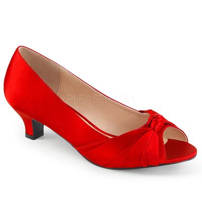 Shoes InStyle《二吋》美國品牌 PINK LABEL 原廠正品緞面低跟魚口鞋 有大尺碼 9-16碼『紅色』