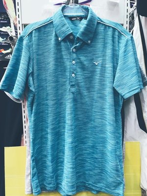MIZUNO美津濃 男 短袖 POLO衫 排汗 透氣 高爾夫球衣 52MA700224 水藍 公司貨 現貨
