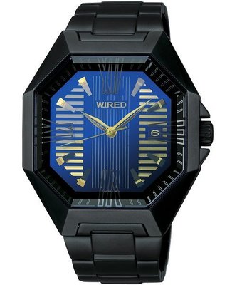 WIRED 三眼計時腕錶(AGAV751)-藍/金時標/IP黑7T92-0LX0K生日送禮