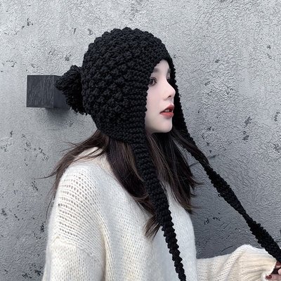 現貨熱銷-韓版秋冬季復古色護耳毛線保暖包頭針織帽