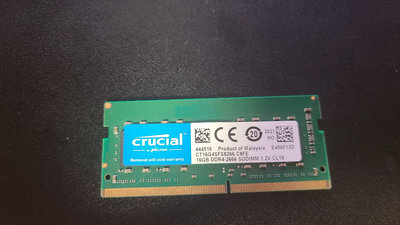 美光(Crucial) DDR4 /2666 /16GB 筆電型 (二手)