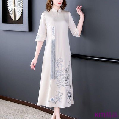 KITI精品最新特惠 大尺碼貴夫人闊太太改良版旗袍洋裝 裝