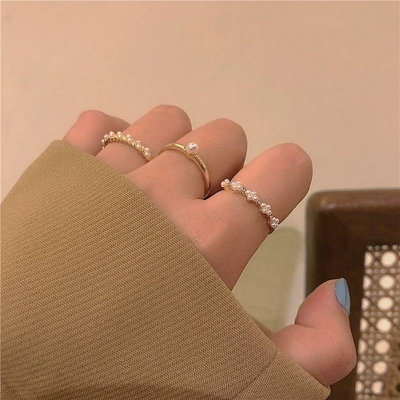 Emma 現貨// ins風組合戒指（珍珠戒指） 韓系 氣質 質感 法式