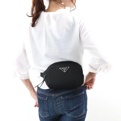 【折扣預購】20春夏正品Prada belt bag招牌三角鐵牌logo黑色尼龍加厚 腰包/胸口包 1BL025
