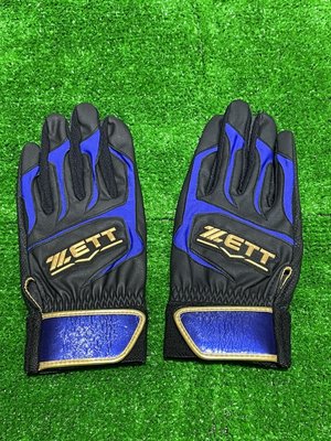棒球世界全新 ZETT 一雙販售打擊手套特價 藍/黑 (BBGT-999)