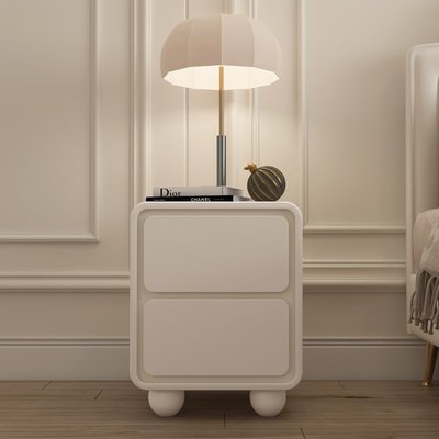 床頭櫃 置物櫃 北歐創意ins奶油風床頭柜白色實木鋼琴烤漆床頭柜現簡約儲物柜-促銷