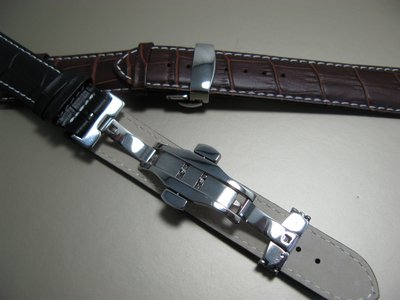 LEE MOW SWISS純正牛皮厚版黑.咖啡色錶帶搭配不鏽鋼彈簧摺疊扣22x20 20x18 18x16mm 搭配方案