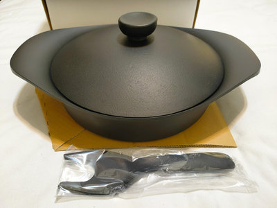 柳宗理日本製南部鐵器雙耳淺鍋/附黑鐵蓋.把手(鑄鐵鍋)