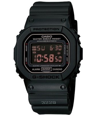 【神梭鐘錶】G-SHOCK CASIO 卡西歐軍事武裝軍用黑反紅電子腕錶 型號：DW-5600MS-1