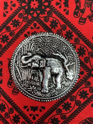 泰國旅遊帶回 幸運紅 銀色大象筆記本 (全新台北現貨)