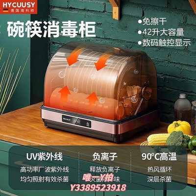 消毒機德國HYCUUSY消毒碗柜家用小型臺式廚房餐具紫外線自動殺菌烘干機
