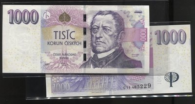 Czech REP.(捷克共和國紙幣），P25，1000-KR.，2008，品相全新UNC