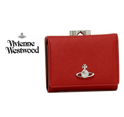 Vivienne Westwood ( 紅色 ) 防刮壓紋 真皮三摺短夾 皮夾 錢包｜100%全新正品｜特價!