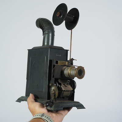 西洋古董1910年代早期JE鐵皮機35毫米35mm手搖幻燈機