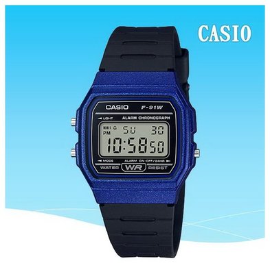經緯度鐘錶 CASIO手錶  復古造型電子錶 當兵 學生必備  輕便風格 台灣卡西歐公司貨【↘430】F-91WM-黑藍