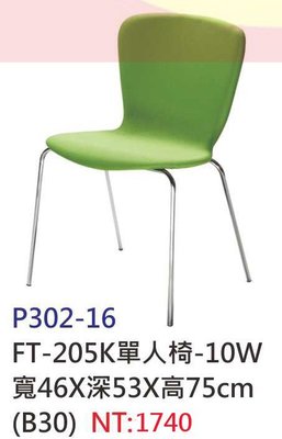 【進日興家具】P302-16 簡約風 單人椅（綠色／可疊式）辦公椅  電腦椅 學生椅 台南。高雄。屏東 傢俱宅配