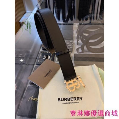 {賽琳娜優選商城}Burberry 經典TB logo 超缺貨 黑色 男生 皮帶