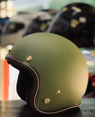 縫線復古帽 小帽體安全帽 外銷日本 消光軍綠(JL)