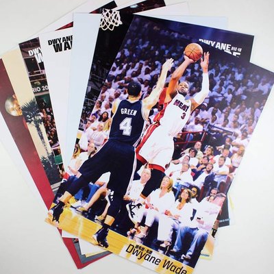 【預購】-NBA全明星韋德《海報》籃球球星組合貼另有艾弗森科比 42公分*29公分(一套8張) 房間裝飾生日禮物hb0183