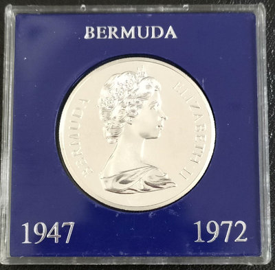 【二手】 百慕大1972年伊麗莎白二世女王銀婚紀念幣，重量28.28克890 錢幣 紙幣 硬幣【經典錢幣】