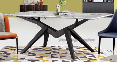 【N D Furniture】台南在地家具-放射造型黑砂腳人造石面圓角180cm餐桌/6尺餐桌GH