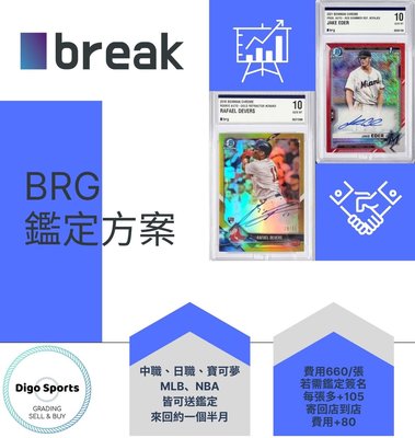 BRG鑑定 Break grading 純卡項 可鑑定中職、日職、MLB、NBA、各式TCG卡片。目前厚度可達180pt